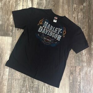 Harley-Davidson Black and Orange Short Sleeve Tee